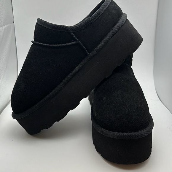 CUSHIONAIRE Women's Genuine Suede Cozy Mule Platform +Memory Foam 9 BLACK - Picture 7 of 7